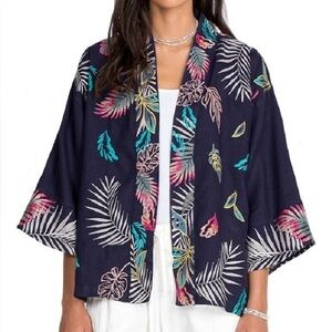 Johnny Was Kaluhi 100% Linen Embroidered Kimono 1X | Boho Western Coastal